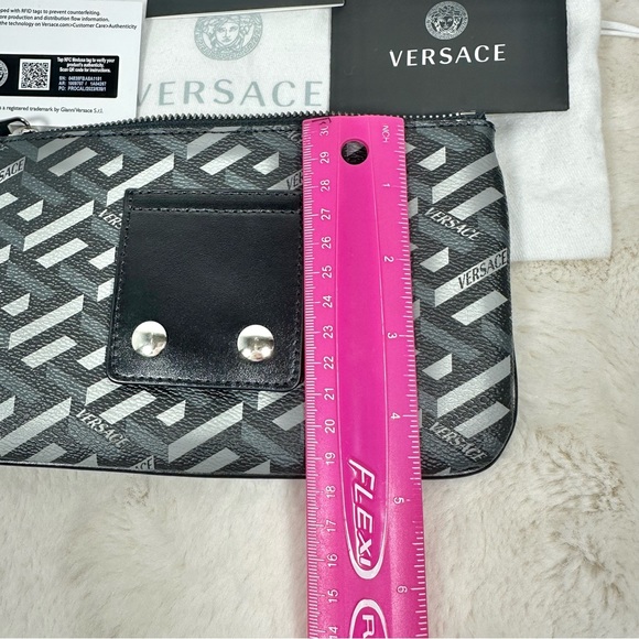 NWT Versace La Greca Signature Logo Rectangular Modular Small Pouch Bag 8”x4.75” - Picture 7 of 10